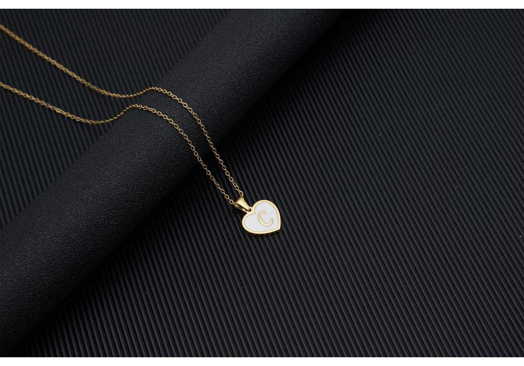 Gold Shell Pendant Necklace with English Alphabet - European & American Trend In Titanium Steel Chain