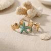 3pcs Set Bohemia Irregular Ocean Starfish Seashell Opening Rings for Women Summer Beach Vacation Jewelry Stacked Ring Accessory