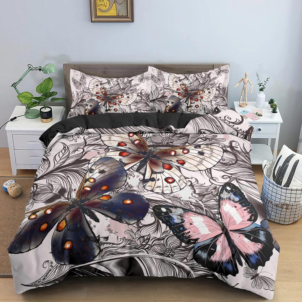 

Comfortable Soft Beautiful Butterflies Watercolor Spots Boys Girls Size Bed Kids Adult Twin Queen Quilt Comforter (quilt)-EU Single(135*200cm)3pcs