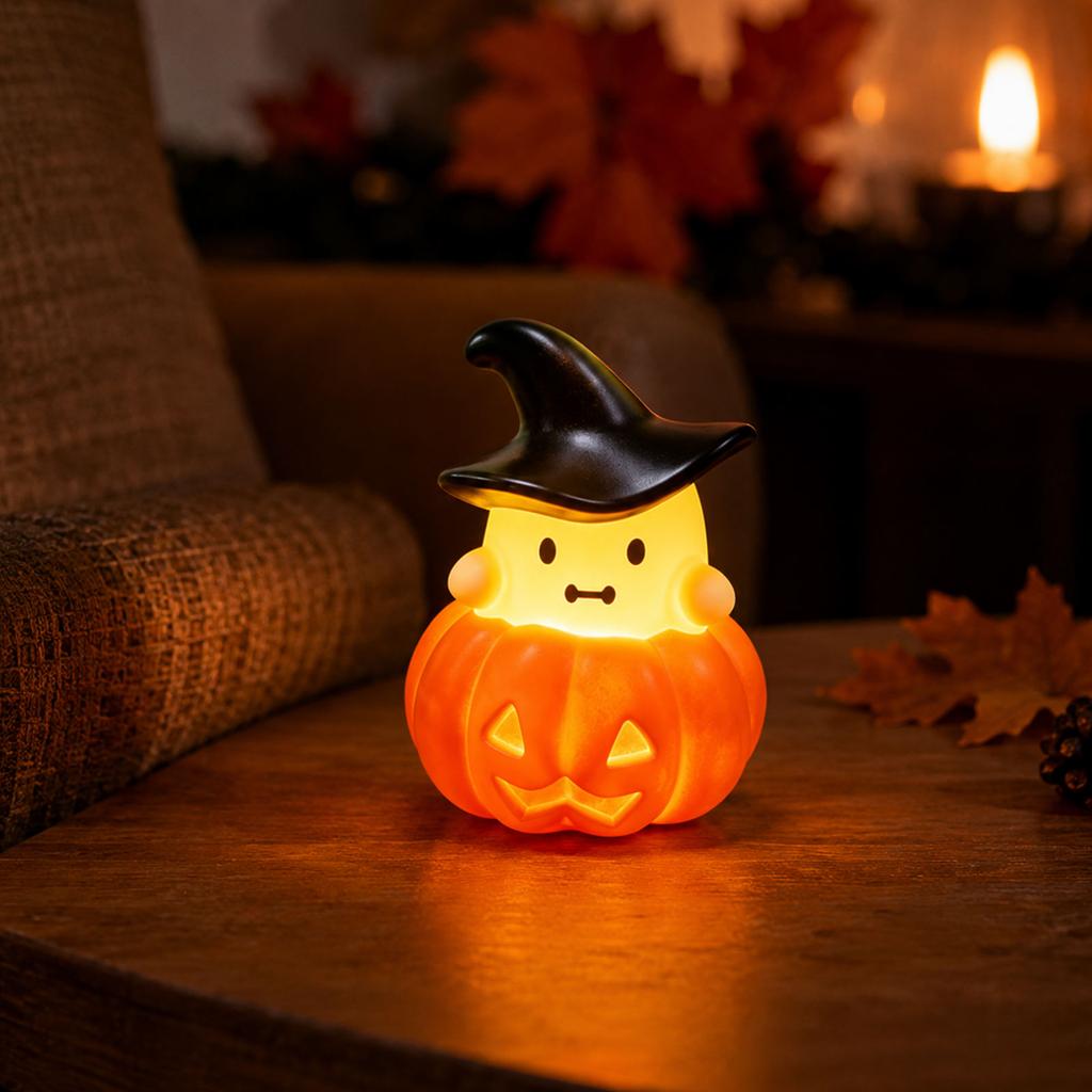 Halloween Glowing Pumpkin Figurine, Creative Tabletop Decoration Night Light, Funny Party Decor