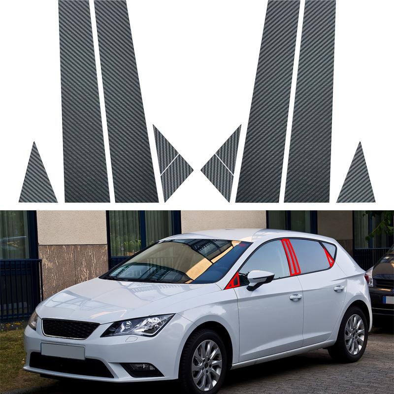 Carbon Fiber Mirror Effect Car Door Middle Column Window Center BC Pillar Post Cover Trim Fit For Seat Leon 3 2013-2020
