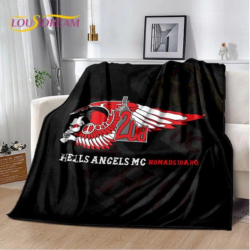 

3D Ковдра Hells Angels MC Motorcycle Sign, м яка ковдра для дому, спальні, ліжка, дивана, пікніка, подорожей, офісної ковдри, дитячої 125x150cm 50x60inch