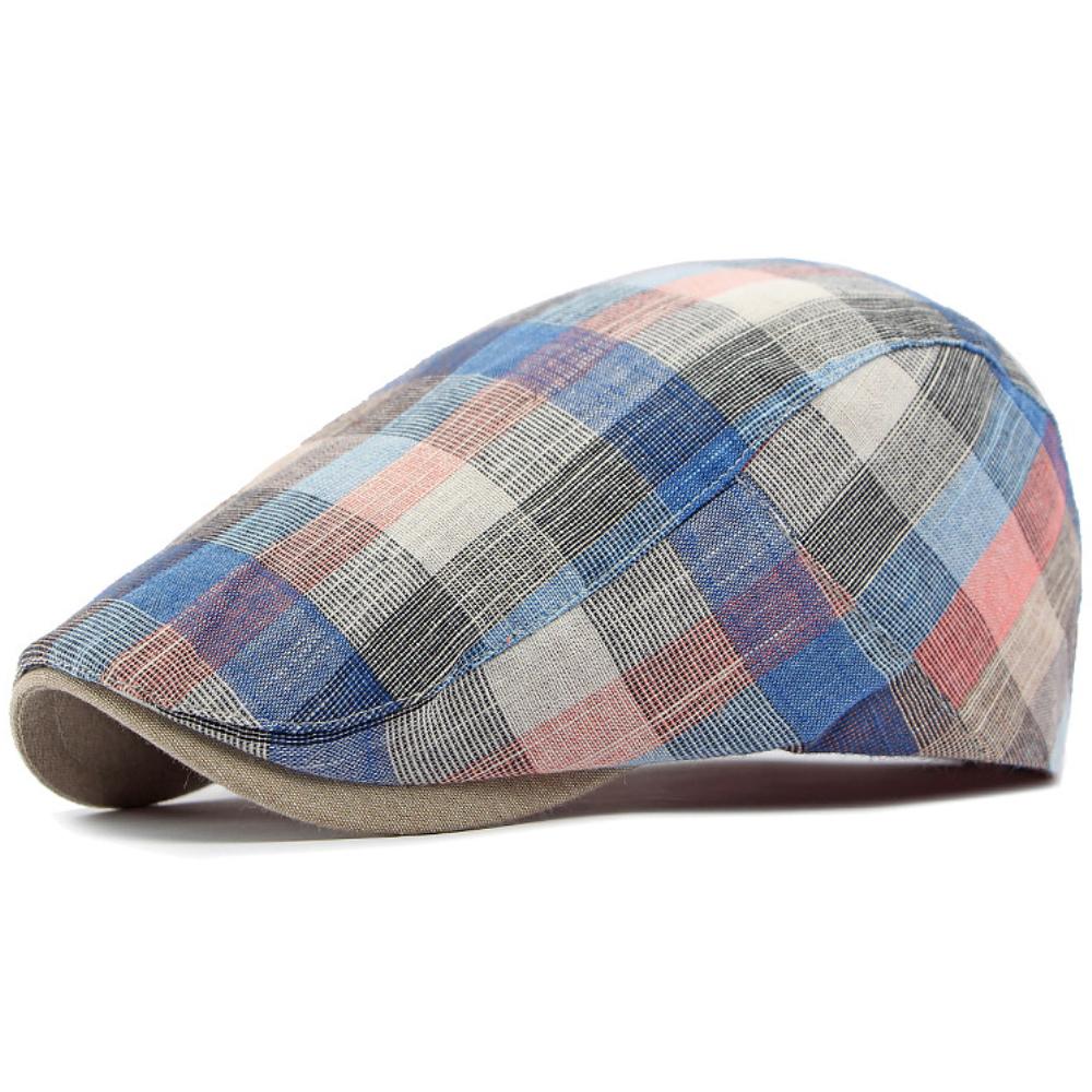HT5056 Mens Berets Women New Spring Summer Sun Cap Artist Painter Beret Hat Male Female Ivy Flat Cap Adjustable Plaid Beret Caps