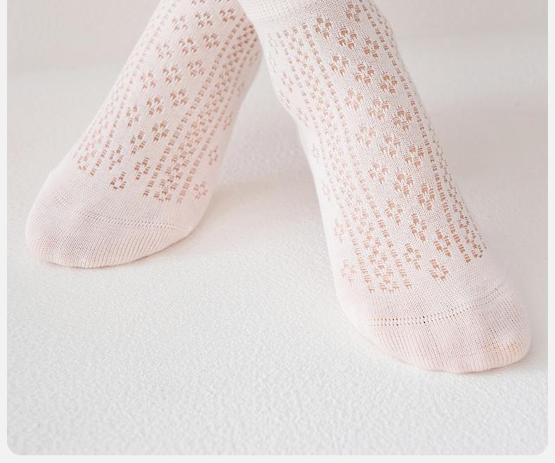 Children's Socks Summer Thin Style Girls' Mesh Socks Girls' Solid Color Summer Girls' Baby Midsole Socks Spring and Summer Style Pure Cotton