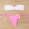 2024 New Swimsuit Female Contrast 3D Flower Bikini Split Tube Top Strap Swimsuit Fashion Beach Bikini Set