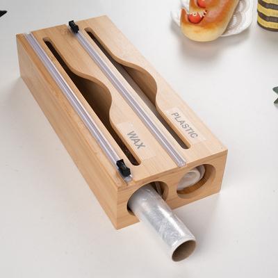 Boîte Compartiment Bambou Coupe-Film Alimentaire Aluminium Avec Coupeur Boîte Distributrice de Papier Cuisine Fixation Murale Papier Essuie-Tout Accessoires Organisateur de Cuisine