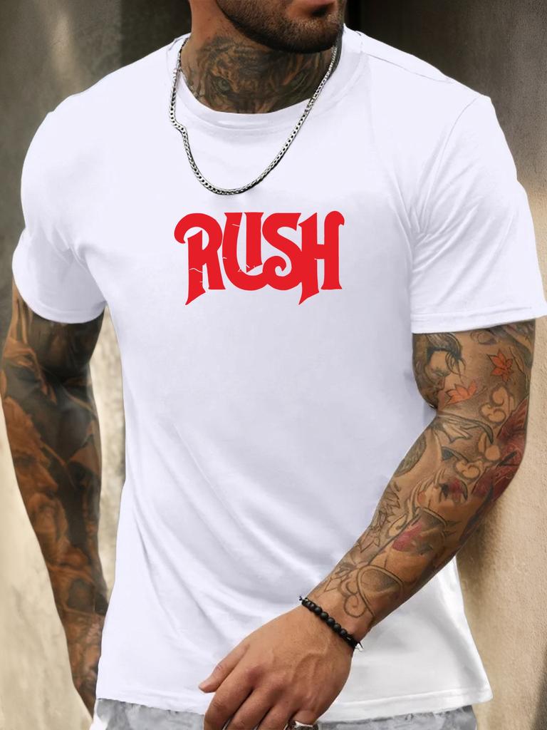 Kurzarm T-Shirt RUSH Herren 100% Baumwolle Muster Gedrucktes Hemd Sommer Rundhals Atmungsaktiv Lässig Mode Cooles T-Shirt
