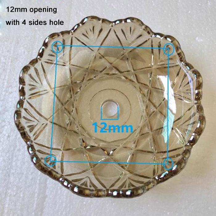 D12xH3cm Bernstein Grau Glas Tropfschalen Ersatz mit 4 Seitenlöchern,Klares Cognac Kristall Tropfschalen Schale mit 12mm 26mm 30mm Öffnung