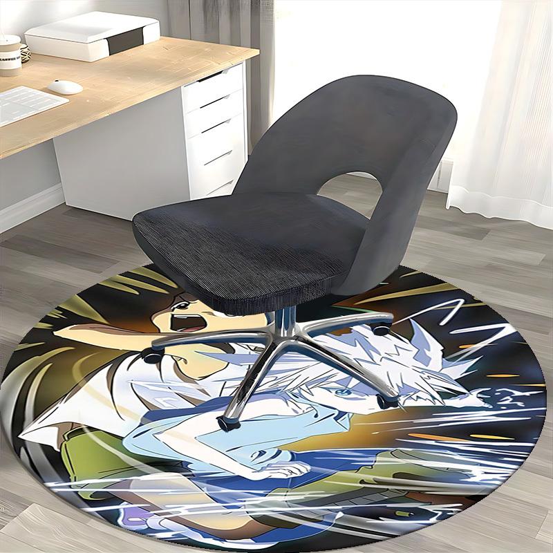 1pc Anime Cartoon Design Round Carpet for Office Chair Mat, Non-Slip Rug Suitable for Home Decor, Living Room