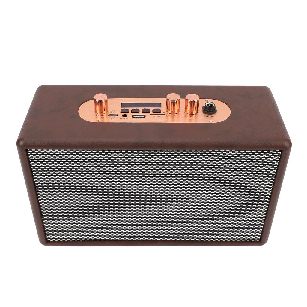 Retro Bluetooth Lautsprecher 10Wx2 Faux Leder Tragbare Drahtlose Lautsprecher Schwere Bass Musik Player 8H