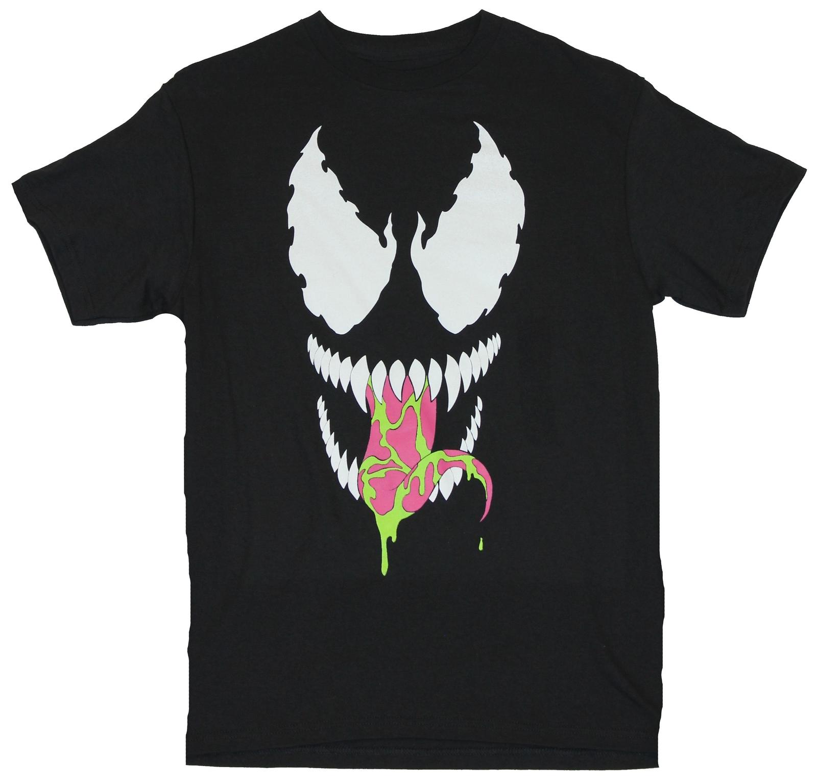Venom Marvel Comics Mens T-shirt Green Spit Dripping Face Image XXL