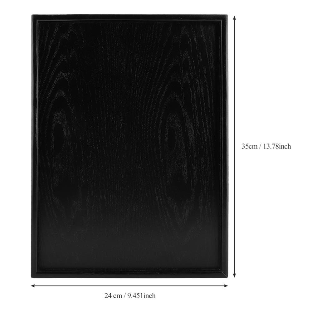 Solid Wood Wooden Serving Tray Black Solid Wood Tray Rectangular Serving Tray  Restaurant Use 35*24cm