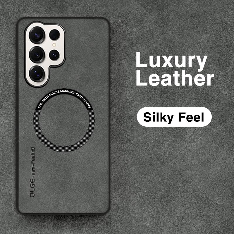 Handyhüllen aus Leder für Samsung S25 S24 S23 S22 S21 S20 Ultra Plus Edge FE Note 20 Ultra Stoßfest Für Magsafe Magnetische Hülle