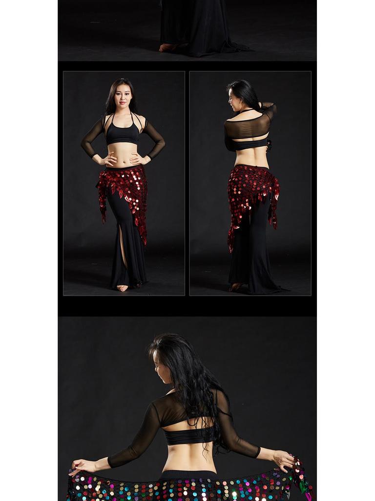 Lanț de talie sirenă eșarfă de șold cu paiete și ciucuri de chimvale