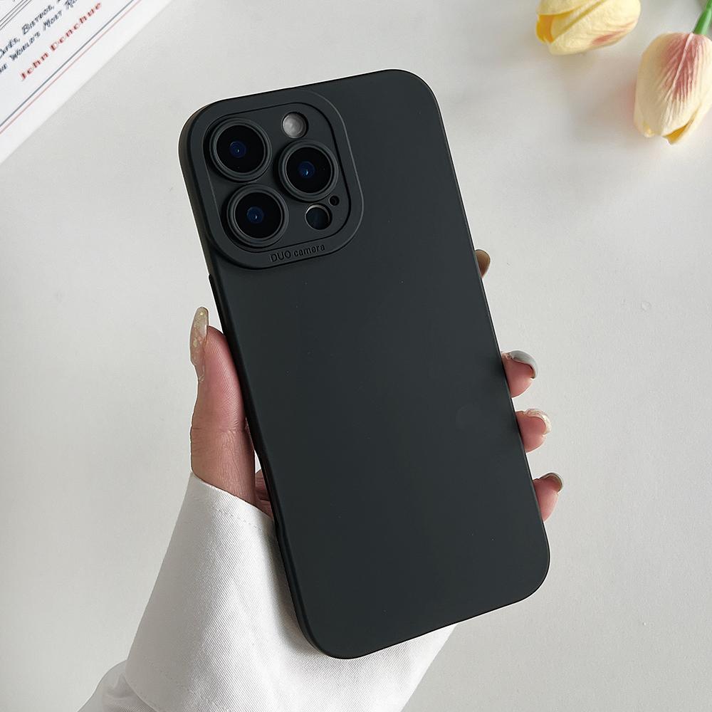 Titanium gray fine hole liquid silicone phone case for For Iphone 16 15 14 13 12 11 Pro Max Plus full shockproof soft bumper cover