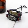 JMXD Vintage Genuine Leather Braided Bracelet Anchor Ship Wheel Charm Retro Men Fashion Accessory Statement Wristband