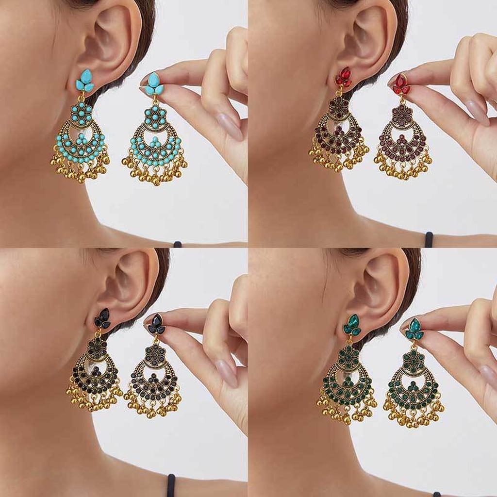 Floral Tassel Earrings Bohemian Ethnic Earrings Bohemian Dangle Earrings Floral For Ethnic Parties Vacations Casual Wear