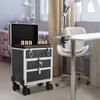 Professional Rolling Makeup Case with 3-Tier Storage & 2 Sliding Drawers, Black Cosmetic Organizer with 30kg/66lbs Load Capacity