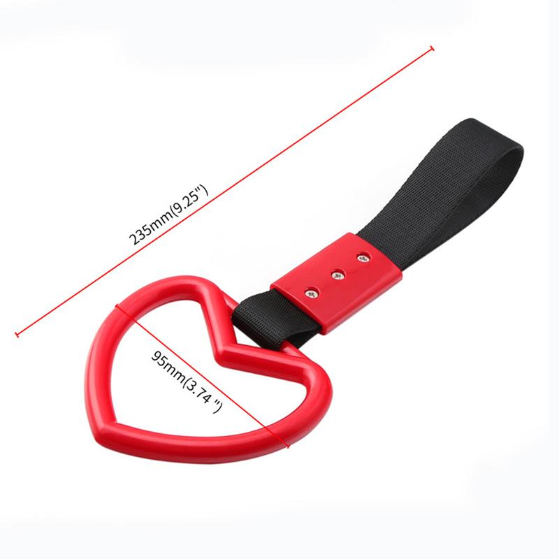 Train Bus Car Handle Hand Strap Ring Heart Styling Drift Charm Strap Car Interior Safety Grab Handle Rear Bumper Warning Ring