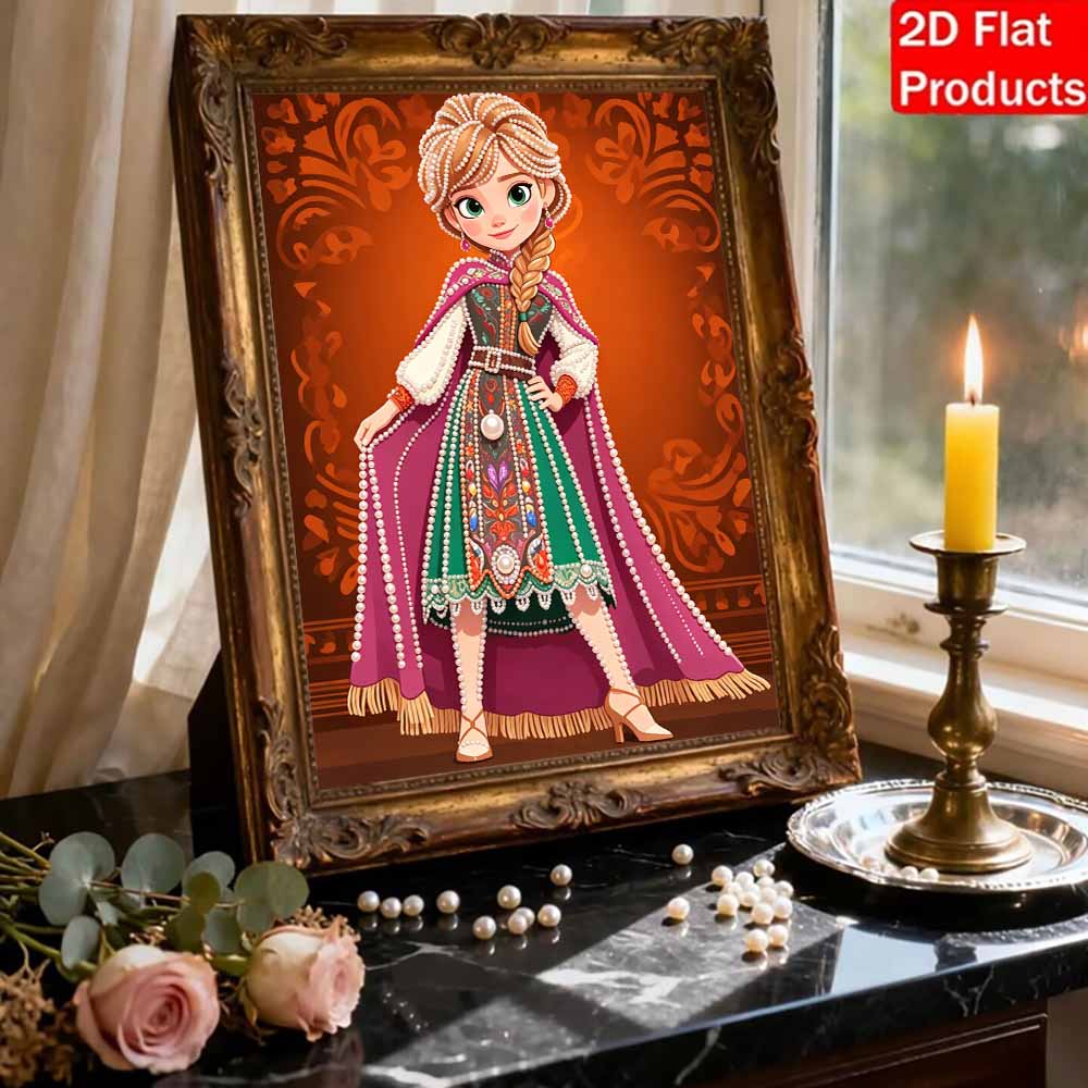 Disney DIY Pearl Art Painting Anna In Frozen’s Coronation Style Home Wall Decoration Pearl Gemstone Painting Pictures Crafts Home Decoration