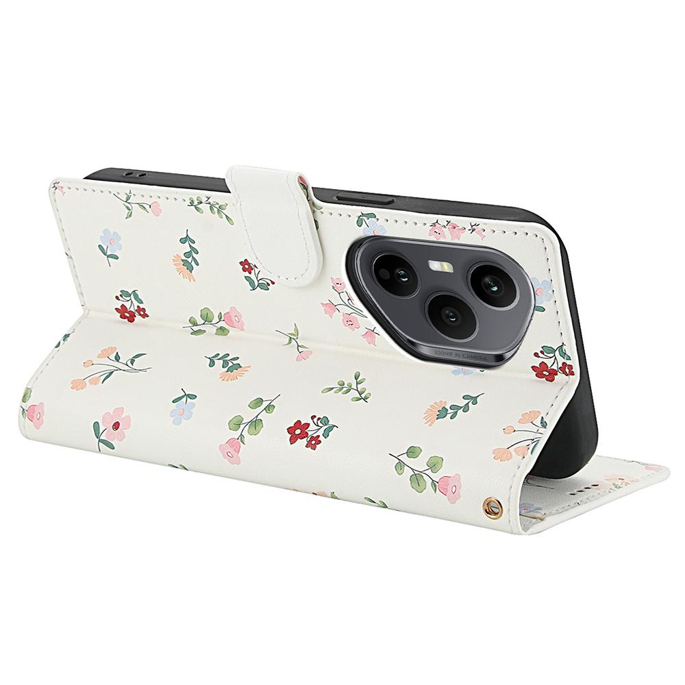 Für Honor 400 Pro 5G (Global) Brieftasche Hülle Rhombisches Blumendesign Leder Klapphandyhülle mit Riemen