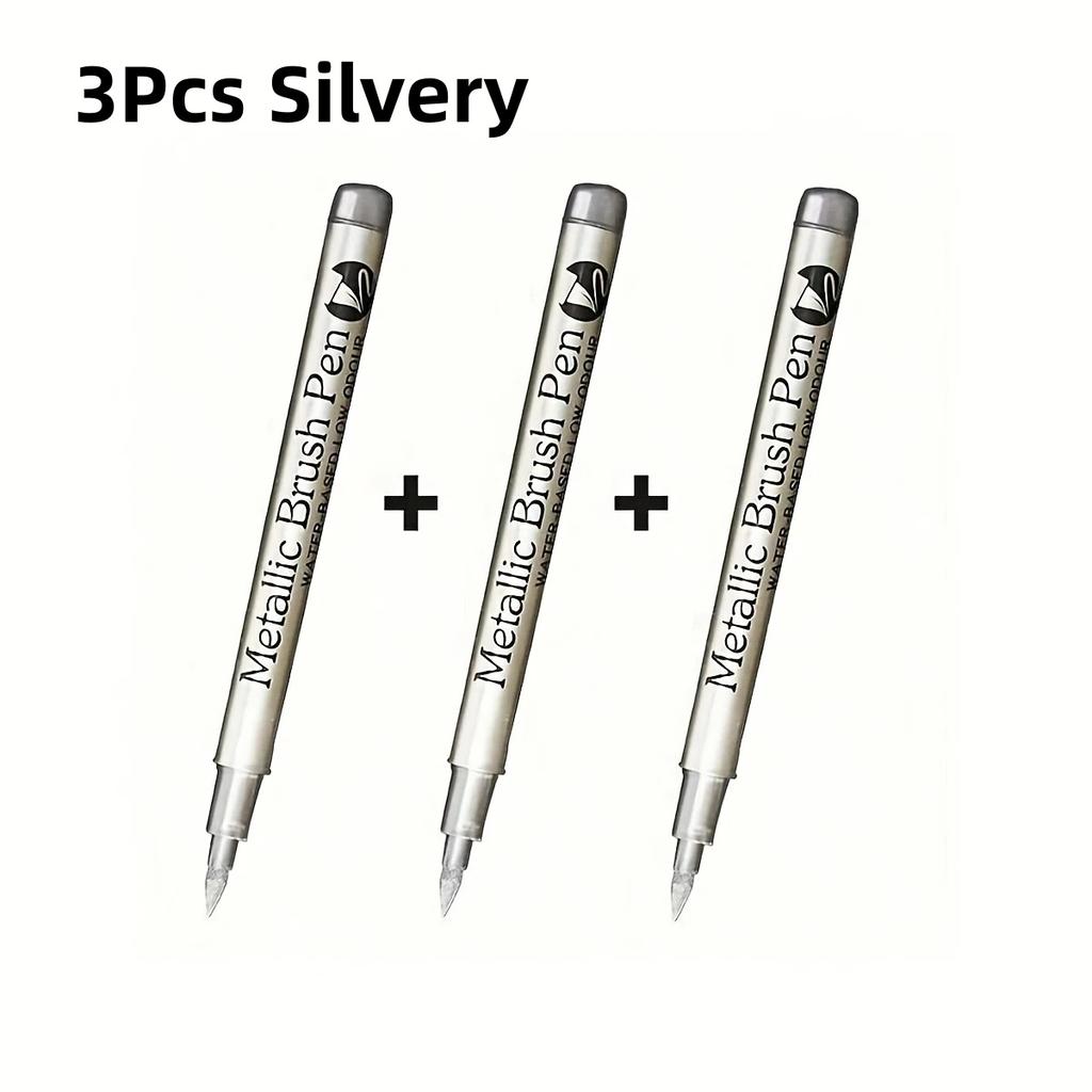 3pcs Metallic Color Marker Pens Golden, Silvery, and Copper Permanent Paint Pens for Crafts, Scrapbooking, and Fabric Art