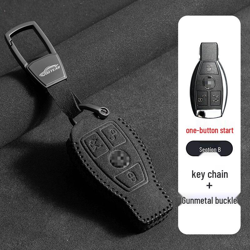 Mercedes-Benz E300L Key Cover: Suede Grade with Buckle for Men's C260LC200L GLC/GLB220