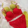 Räumungsverkauf Sexy Unterwäsche Französisch Kleine Brüste Sammeln Anti-Erschlaffen Große Größe Rot Nataljahr Spitze BH