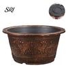 Bronze Embossed Flower Pot Thickened Resin Decorative Planter with Drainage Holes Impact Resistant Plant Large Capacity Outdoor Garden Chinese