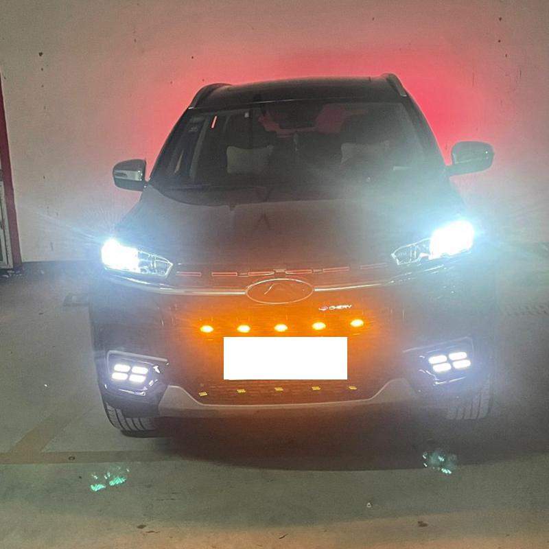 Chery Tiggo 7 Pro LED rejilla de coche pequeñas lámparas ahumadas amarillas rejilla media Raptor luz de circulación diurna 12V