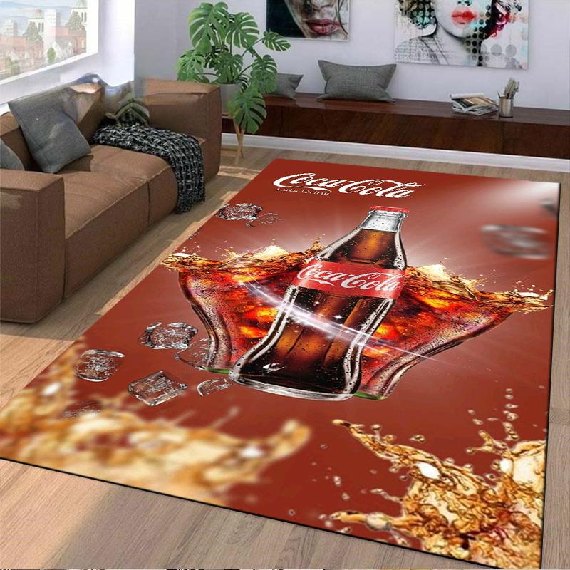 Red Carpet with Coca-Cola Bottle Design and Splash Pattern Suitable for Use As an Anti-slip for Living Room Bedroom Sofas