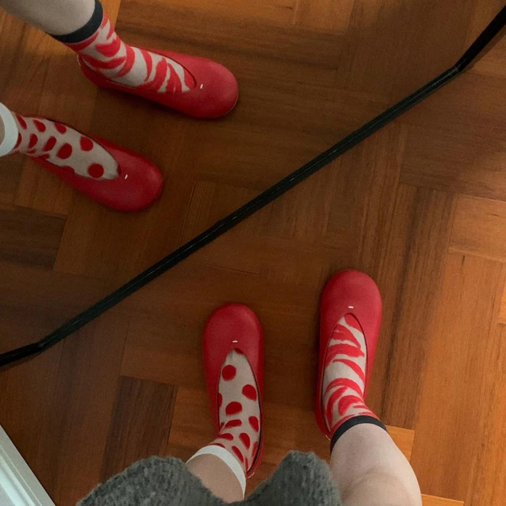 Sheepskin Version~ Round Head Flat Bottom Small Red Shoes Retro Niche Grandma Shoes Shallow Mouth Versatile One Pedal Big Head Single Shoes Women