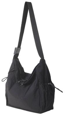 Aquamie Crossbody Bag, Large Capacity Messenger Bag, Square Nylon, Crossbody Bag, A4 Size (Black)