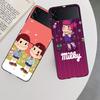 F-Fujiya M-Milky P-Peko C-chan Cartoon Phone Case For Samsung Z Flip 7 6 5G Galaxy Z Flip 5 4 3 Black Hard Cell Cover Luxury PC