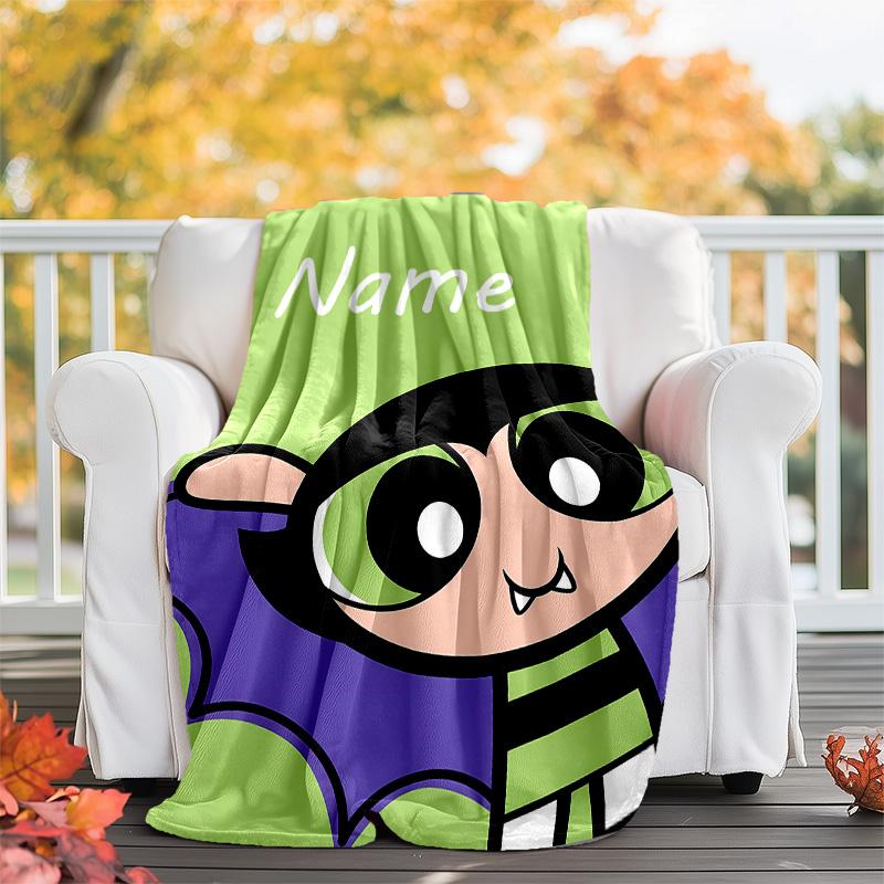 Customizable The Powerpuff Girls Throw Blanket – Personalized Name, All-Season Cozy Snug Blanket, Machine Washable, Personalized Blanket
