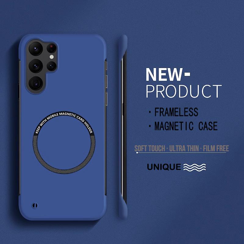 

Ультратонкий жесткий магнитный чехол для телефона из поликарбоната без рамки для Magsafe Samsung Galaxy S24 S23 S22 S21 S20 FE Plus Note20 Ultra Matte Cover for Galaxy S21 FE темно-синий