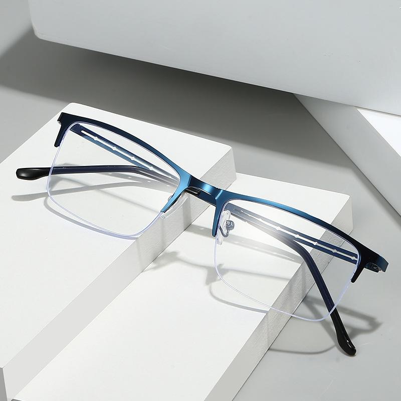 Retro Semi-rimless Myopia Glasses Fashionable and Versatile Openwork Temple Eyewear Minus Diopter Eyeglasses 0 To -4.0