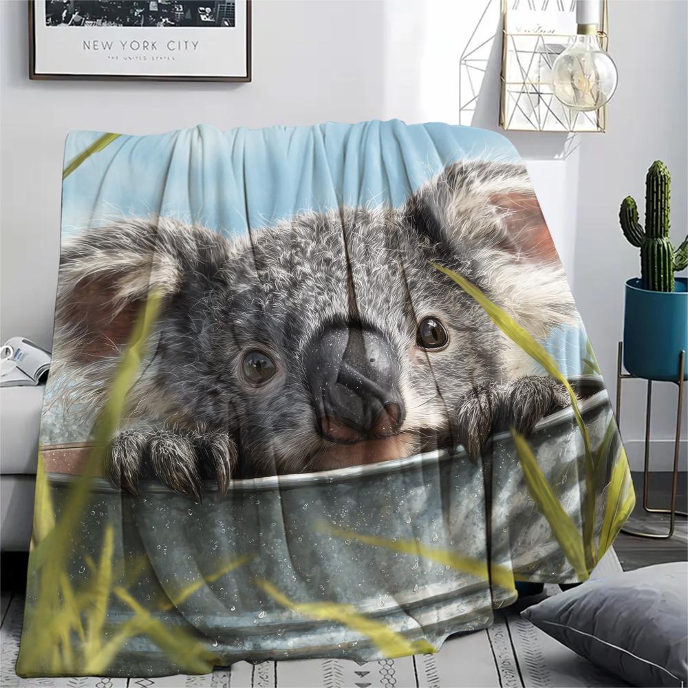 

Grassland Koala,pattern Flannel Blanket, High quality Comfortable for All Seasons, Home Decor, Warmth and Comfort, Perfect for Gifts. 80cm x 120cm
