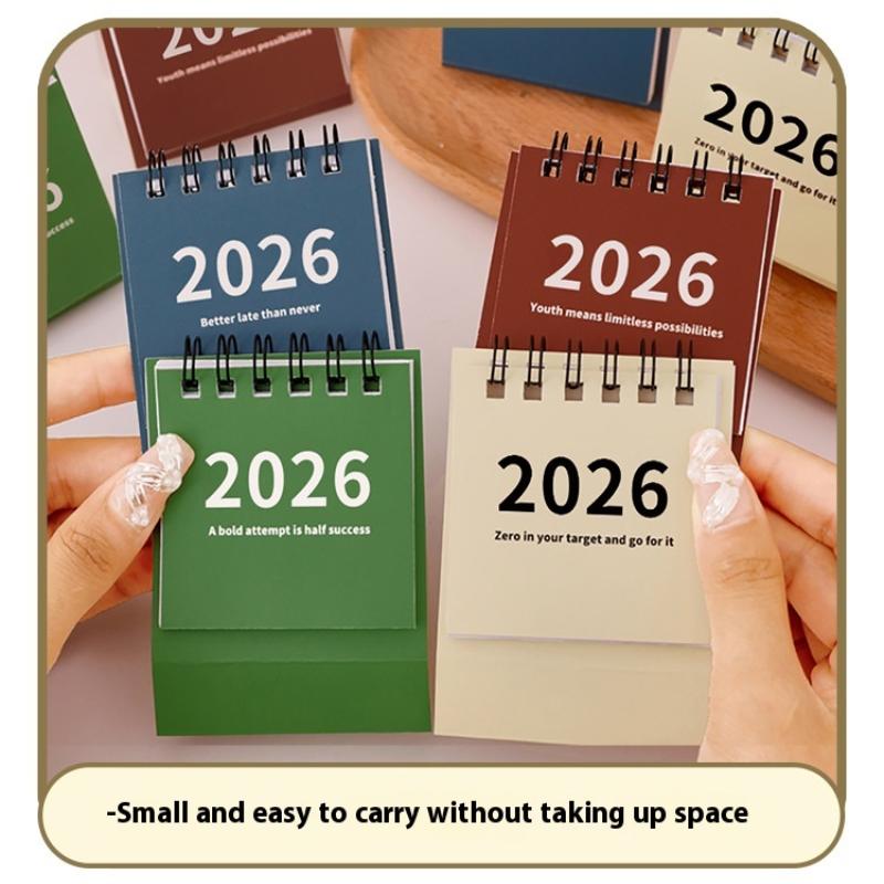 2025-2026 Mini Simple Calendar Small Desk Calendar Creative Coil Calendar Planner Desktop Decoration Office Stationery
