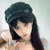 Handmade Berets Lovely Rabbit Painter Hat for Girls Furry Ear Cabbie Hat for Outdoor Leisure Casual Wear