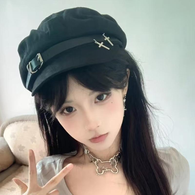 Handmade Berets Lovely Rabbit Painter Hat for Girls Furry Ear Cabbie Hat for Outdoor Leisure Casual Wear