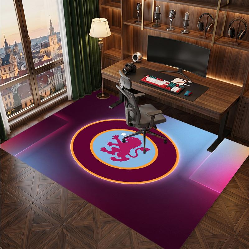 Aston Villa Football Print Crystal Velvet Rug, Comfortable Water Absorbent Non Slip Indoor Floor Carpet