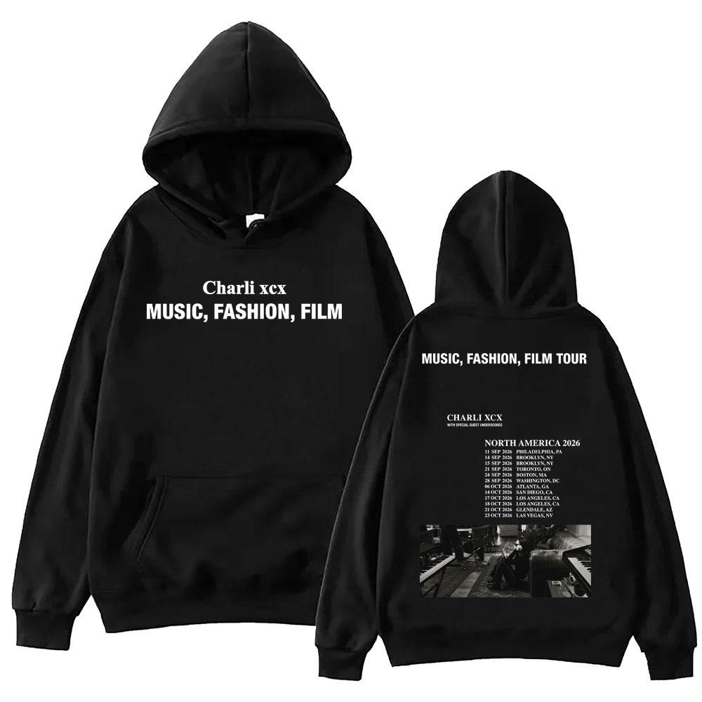 Singer Charli Xcx Music Fashion Film Tour 2026 Hoodies Men Women Rock Punk Sweatshirts High Quality Fleece Oversized Pullovers