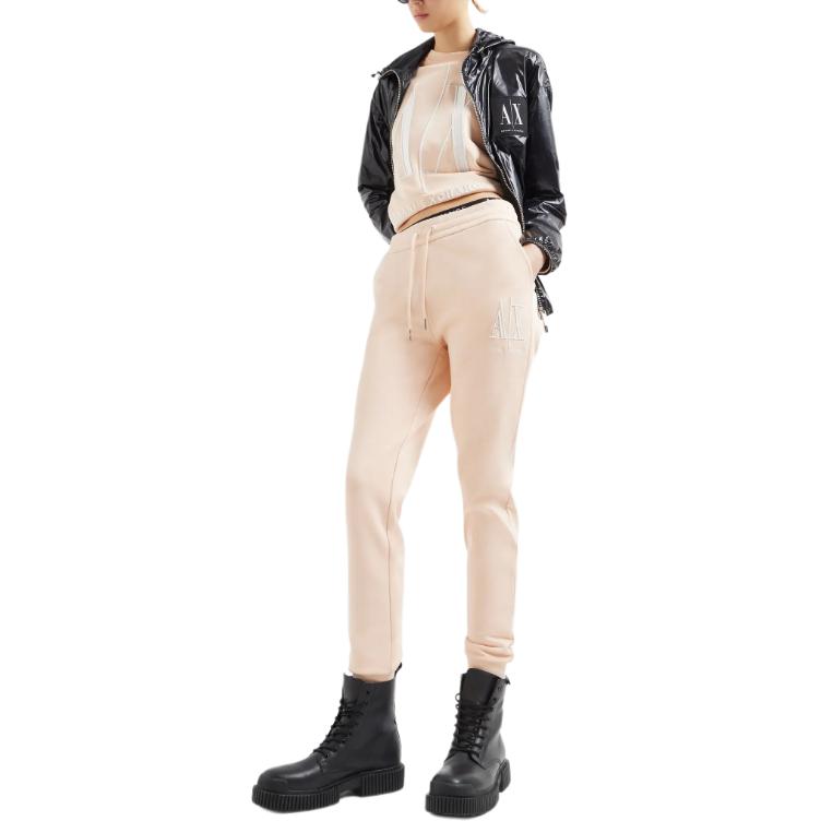 Armani Exchange SS24 Buchstabendruck Rundhals Langarm Sweatshirt Damen Sweatshirt Hellrosa 8NYM02-YJ68Z-14BD