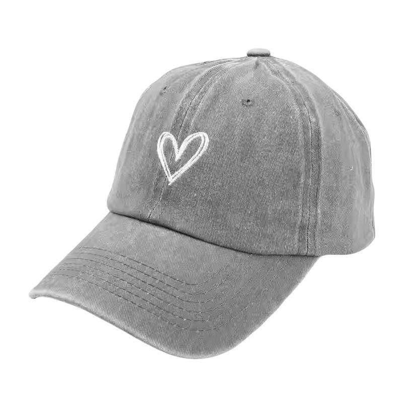 Retro Washed Distressed Love Embroidered Duckbill Cap For Women In Spring And Summer Large Brim Soft Top Baseball Cap Adjustable