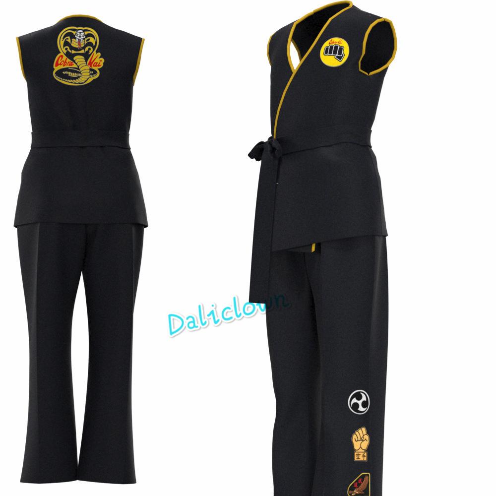 The Karate Kid Daniel LaRusso Johnny Lawrence Uniforme Nera da Karate Fascia Cosplay Cobra Kai Costume Per Bambini Bambino Adulto