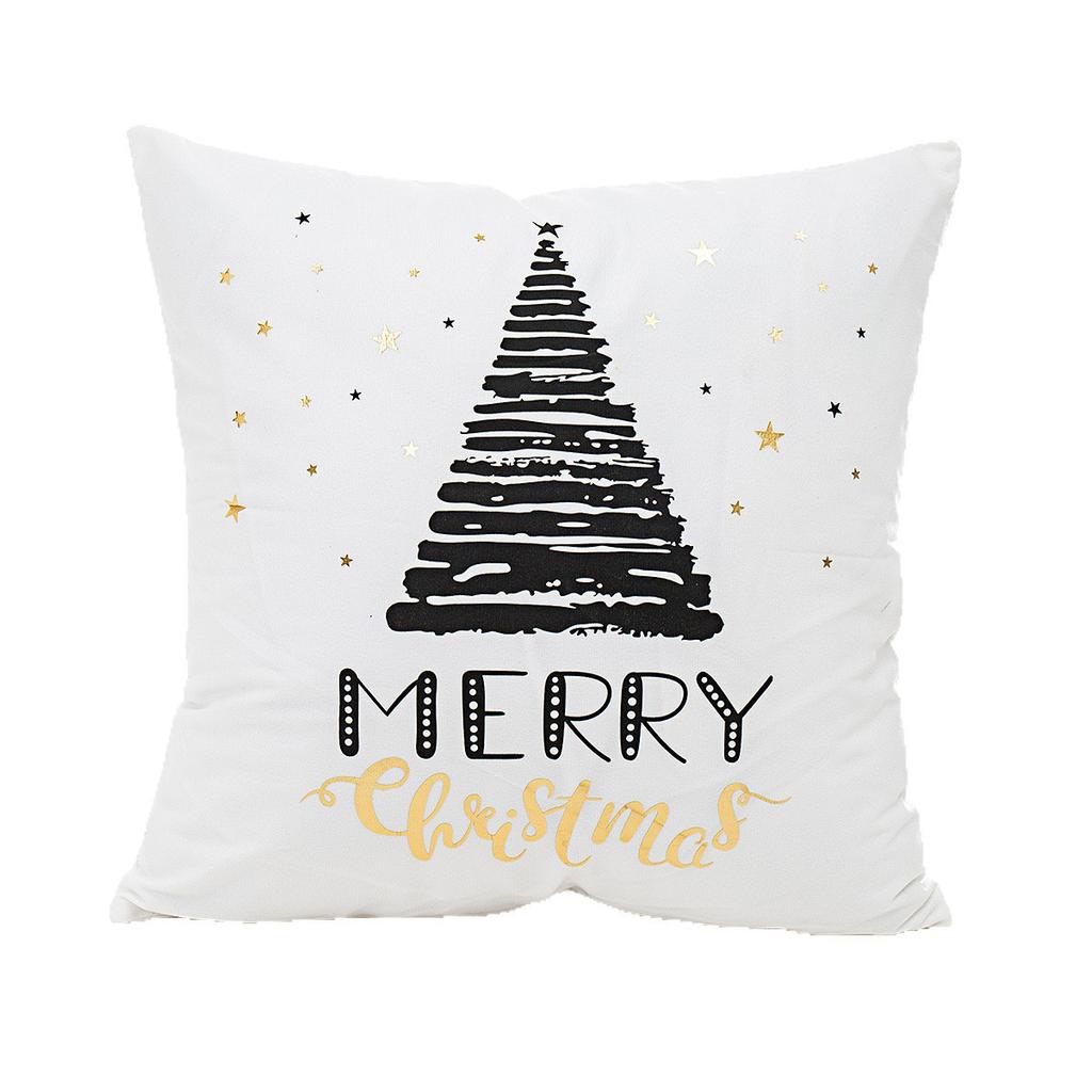 Christmas Atmosphere Bronzing Craftsmanship Festive Feel Pillow Cover Fabric Soft and Comfortable Home Sofa Pillow Bedside Cushion