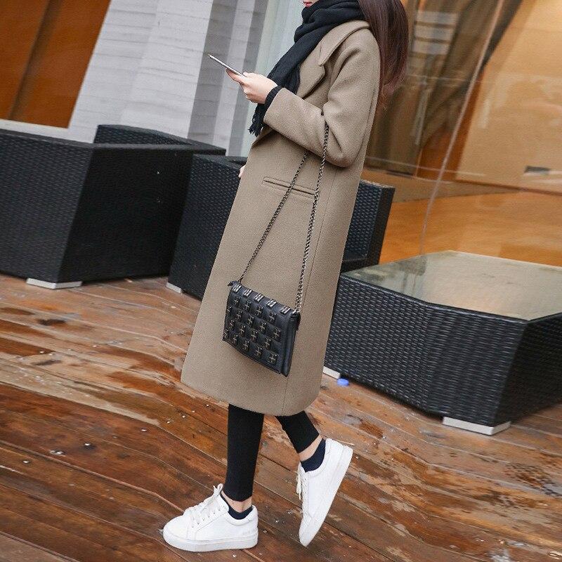 Women's Winter Long Wool Coat Outerwear Ladies Trench Korean Fashion Female Loose Warm Clothes Windbreaker