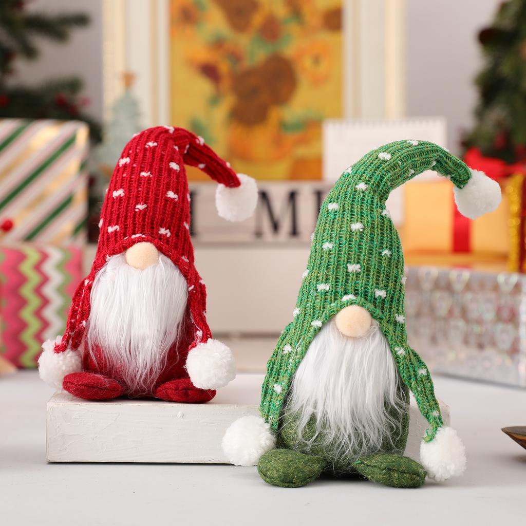 New Rudolf White Bearded Faceless Doll Christmas Doll Forest Man Knitted Hat Sitting Doll Christmas gift for kids friend 2025