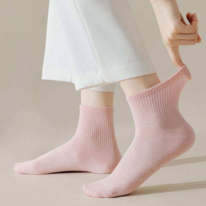 Women's Mid-calf Socks, Boneless Sports Solid Color Cotton Socks, Autumn and Winter Short Socks, Versatile Spring and Summer Socks